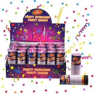 Streamer Party Poppers in Display (24 pcs)