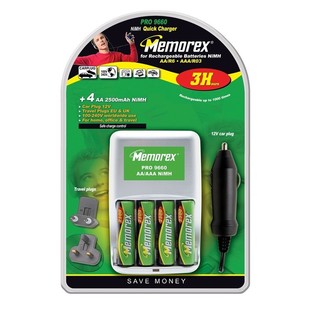 MEMOREX PRO 9660- 4x RECHARGEABLE AA BATTERIES INCLUDED CHARGERS (1 pcs.)