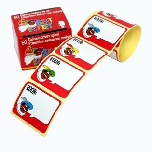NICHOLAS 50 GIFT STICKERS ON ROLLER (10pakken)