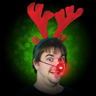 REINDEER HEADGEAR WITH FLASHING NOSE (23st).