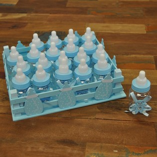 Deco Crate with 20 Mini Baby Bottles - Blue