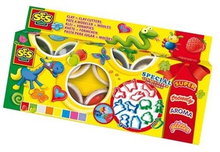 SES Clay, Claymania Play Dough Set 8x90g + Cutters (1 pc.)