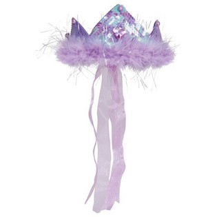 PURPLE CROWN WITH FEATHERS AND RIBBON (12pcs)