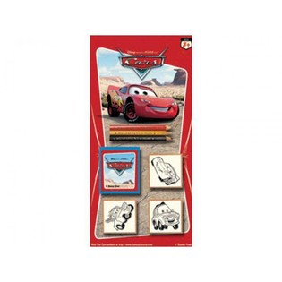 LARGE DISNEY CARS COLOR AND STAMP SET ON CARD (24pcs)