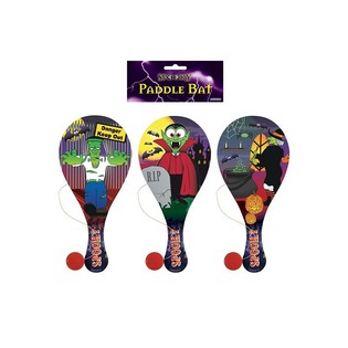 HALLOWEEN - PADDLE BAT BALL GAME WITH ELASTIC (24pcs)