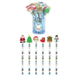 MIX CHRISTMAS FIGURES PENCILS WITH GUM FIGURE (24pcs)