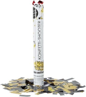 Confetti cannon - Color: Black-Yellow - 40 cm - Party popper (10 pcs)
