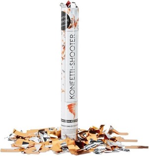 Confetti cannon - Color: Orange / Silver 40 cm - Confetti Shooter for birthdays (10pcs)