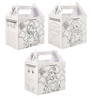 Color-Your-Own Princess Kids Meal Boxes - 14 x 9.5 x 18 cm (24 pcs)