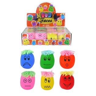 LARGE MOODY FACES COLORED KNEEDBALLS / STRESS BALLS IN DISPLAY (12pcs)