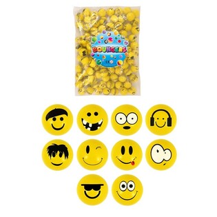 Smiley Bouncy Balls, 3.3 cm (100 pcs)