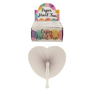 WHITE HEART-SHAPED HAND FAN (36 pcs)