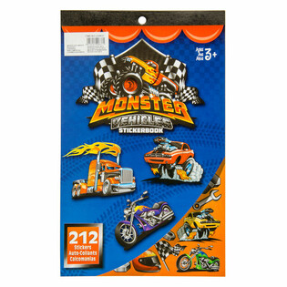 212-PART MONSTER TRUCK STICKER BOOK (12pcs)