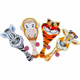 PADDLE BAT BALL GAME HAPPY ANIMALS (24 pcs)