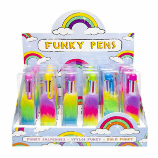 FLUFFY BALLPOINT PEN WITH 6 BUILT-IN COLORS - IN DISPLAY (24 pcs)