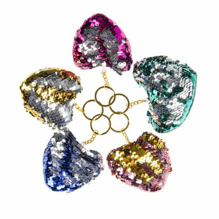 Plush Heart Keychain with Sequins (12 pcs.)