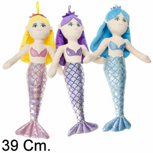 LARGE PLUSH MERMAID DOLL, 39 CM &ndash; MIXED COLORS (12 pcs.)