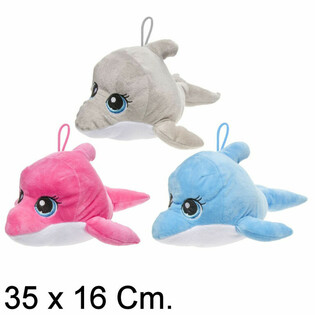 Large Plush Dolphin, 35 cm - Mixed Colors (6 pcs)