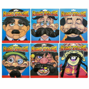 Funny Fake Stick-On Moustaches on Card (24 pcs)