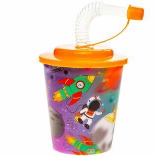 DRINK CUP / SLUSH CUP WITH STRAW - SPACE (12 pcs.)