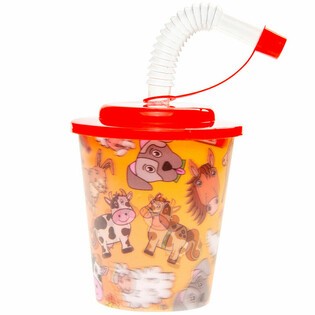 Farm Themed Drinking/Ice Cream Cups with Straw (12 pcs)