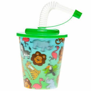 Jungle Animal Drinking / Ice Cream Cups with Straw (12 pcs)