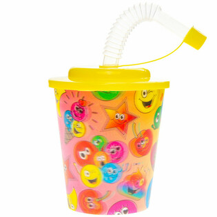 Drinking Cup / Slush Cup with Straw &ndash; Smiley, 250ml (12 pcs)