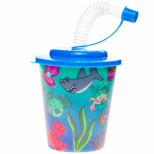 DRINKING CUP / ICE CREAM CUP WITH STRAW &ndash; SEA LIFE (12 pcs)