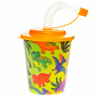 Dinosaur Drinking/Ice Cream Cup with Straw - 250ml (12 pcs)