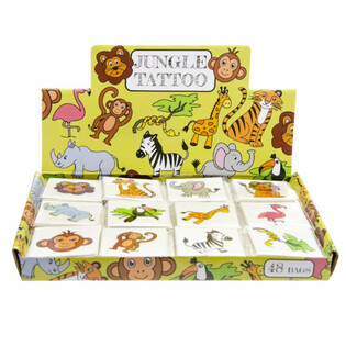 Fun Tattoos - Jungle Animals Display (48 Packs)