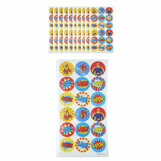 FUN STICKERS - SUPERHEROES 18 STICKERS PER SHEET (10 pcs)