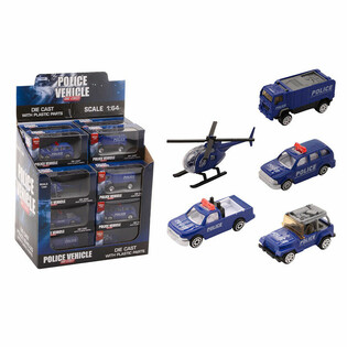 DIE CAST - MIX POLICE VEHICLES, SCALE 1:64 IN DISPLAY (24 pcs)