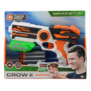 TACK PRO CROW II Toy Pistol with 6 Soft Darts - 23 cm