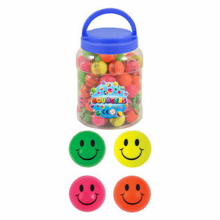 Smiley Bouncy Balls &Oslash;3.3cm - Jar of 72 pcs