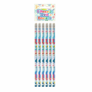 6-Piece Mermaid Pencil with Eraser Set - In Display (24 Sets)