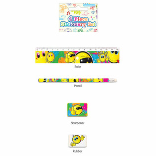 4-PIECE SMILEY STATIONERY SET (24 pcs)
