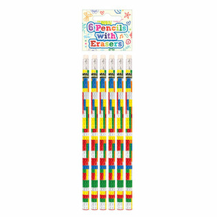 Brickz Building Blocks Pencil & Eraser Set - 24 Sets Display