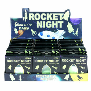 GLOW IN THE DARK SPACE ROCKET CEILING STICKERS IN DISPLAY (24 pcs)