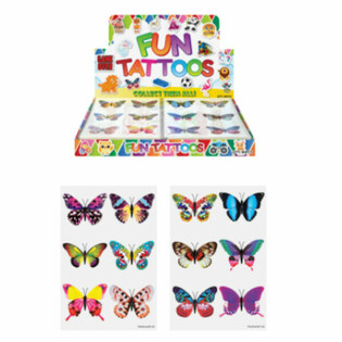 FUN TATTOOS - MODEL: BUTTERFLIES IN DISPLAY (96 pcs)