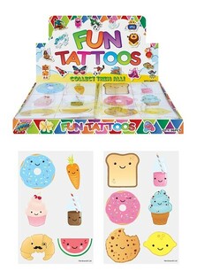 Fun Tattoos - Model: Food Faces (48-Pack Counter Display, 12 Tattoos per Pack)