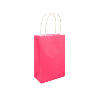 Paper Gift Bag with Handles - 14x21x7cm - Neon Pink (24 pcs)