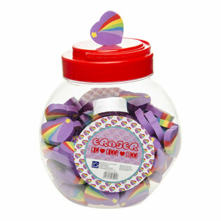 Rainbow Heart Eraser in Jar (100 pcs.)