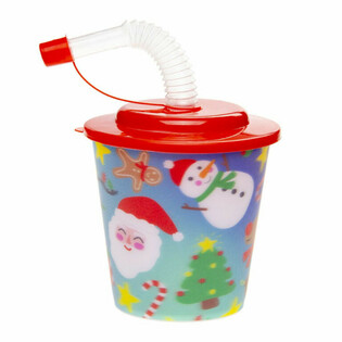 Christmas Drinking Cups / Ice Cream Cups with Straw (12-pack)