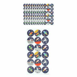 FUN STICKERS - SPACE / OUTER SPACE - 18 STICKERS PER SHEET (10 pcs)