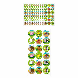 FUN STICKERS - FARM ANIMALS - 18 STICKERS PER SHEET (10 pcs)