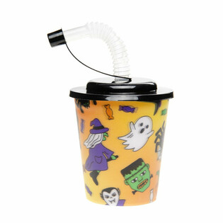 HALLOWEEN DRINKING / ICE CREAM CUPS WITH STRAW - 12 PCS