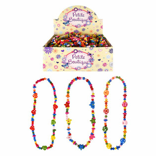 WOODEN CHILDREN'S NECKLACE IN DISPLAY (48 pcs)