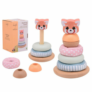 JOUECO Wooden Stacking Tower with Soft Rings