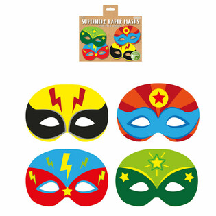 ECO FRIENDLY - SUPERHERO PAPER MASKS (1 Pack of 12 pcs)