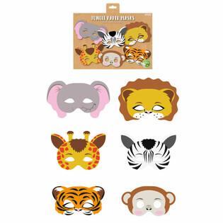 ECO FRIENDLY JUNGLE ANIMAL PAPER MASKS (12 PCS)